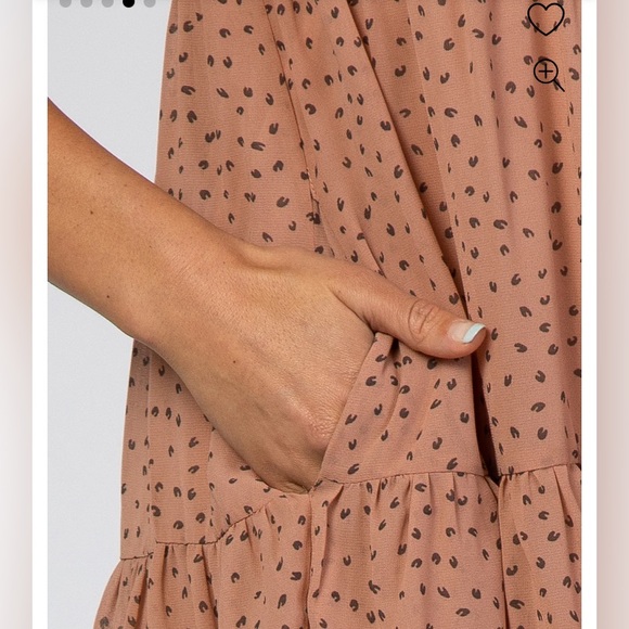 Merci Printed Front Tie Tier Dress | New No Tags | Size L | Color Dark Peach - Picture 5 of 10